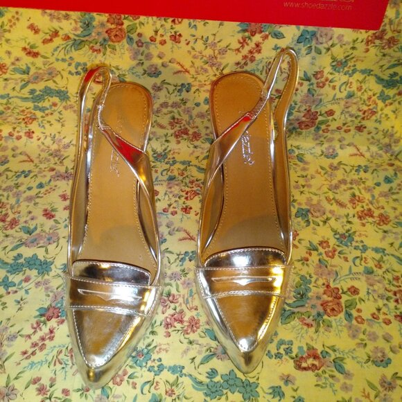 Shoedazzle Shoes pump Slingback Silver metallic Sz 8 *New in box - Picture 6 of 8